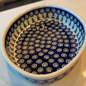Blue and White Patterned Ceramic Bowl